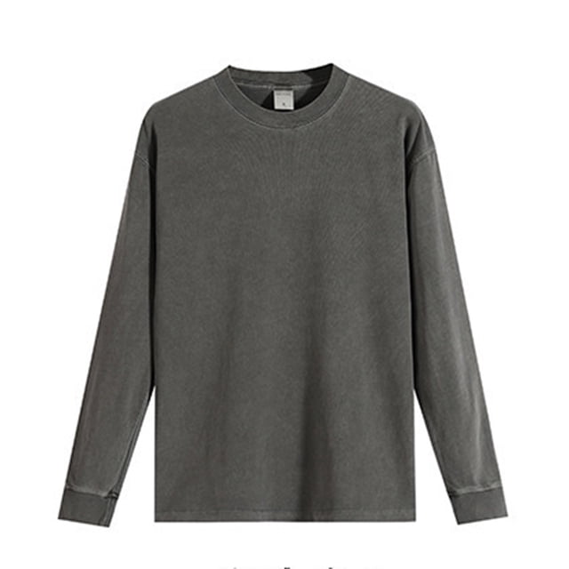 pstuiky camisa de manga larga para hombre, Blusa/camiseta informal de cuello redondo lavada y desgastada para hombre tops de invierno para hombre xxl