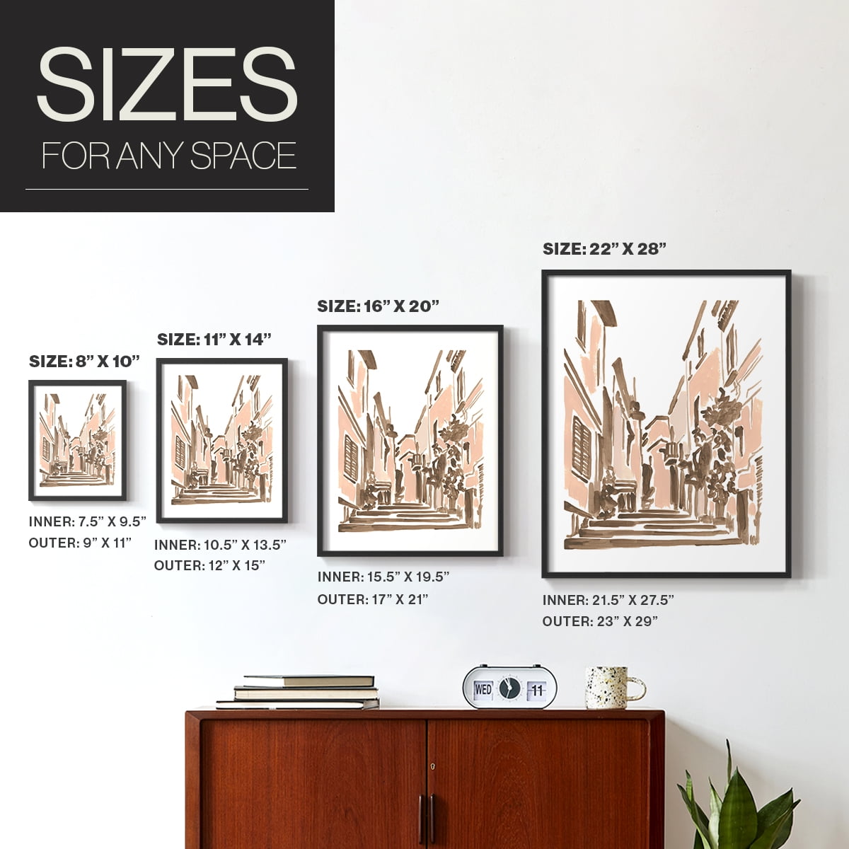 Blush Architecture Study I Framed Print in Black Solid Wood Framed Print No Nail Hanging