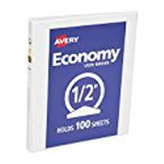 Avery Economy View 3 Ring Binder, 0.5" Round Rings, 1 White Binder (Pack of 8)