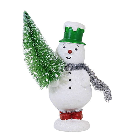 Ganz Vintage-Looking Snowman Figurine - One Figurine 4.75 Inch, Polyresin - Top Hat Tinsel Scarf Mx188690 Green