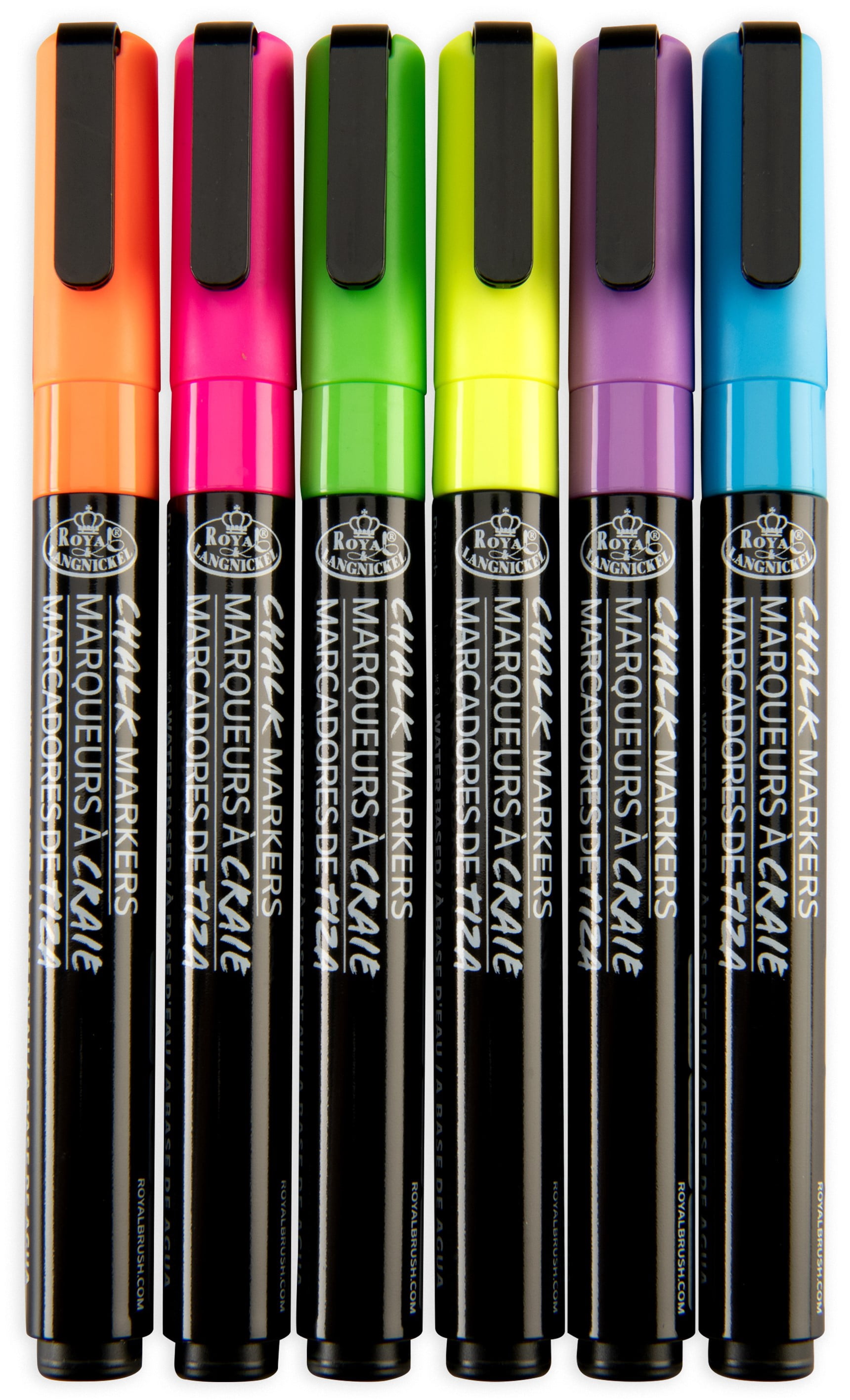 Royal & Langnickel - 6pc Artist Chalk Markers with Brush Tips, Neon Colors
