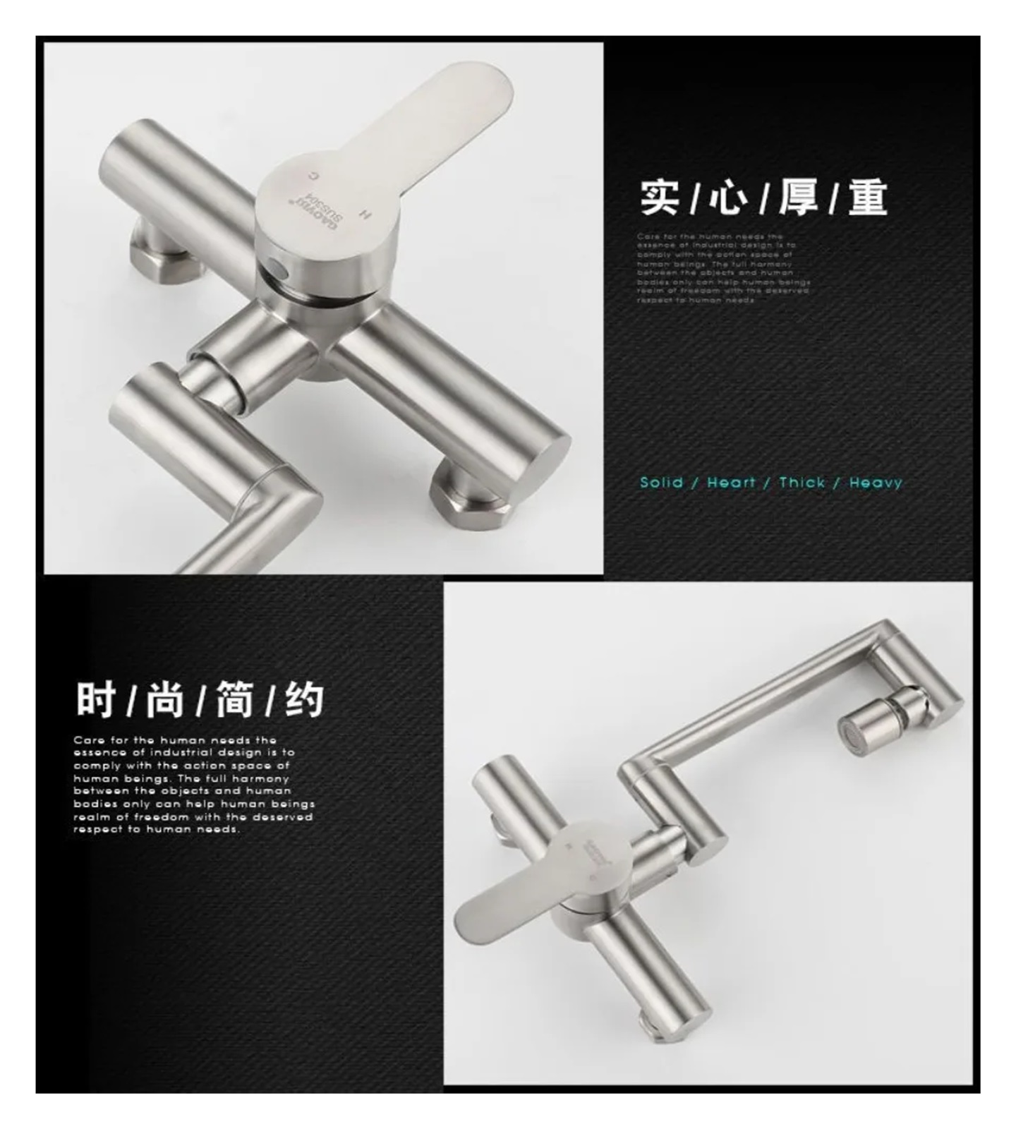 Kitchen Faucet Wall Mounted Bathroom Sink Mixer Taps, Hot And Cold Water 360 Degree Free Rotation