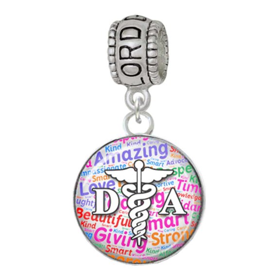 Delight Jewelry Silvertone Domed Multi Color DA Lord Guide Me Charm Bead