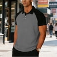 thumbnail image 2 of Casual Short Sleeve Shirts for Men, Flannel Collar Open Front Button Down, Solid Color Polyester Top,, 2 of 6