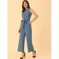 thumbnail image 3 of DARING DIVA Women's Wide Leg Jumpsuit Collared Tie Waist Coverall XS Light Blue, 3 of 6