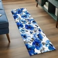 thumbnail image 3 of 2'x6' Rug Runners for Hallways Kitchen, Blue Flowers Non Slip Entryway Beside Floor Carpet Runner, Spring Watercolor Leaves Floral Plants Washable Laundry Room Bedroom Throw Rugs Mat for Family Pet, 3 of 8