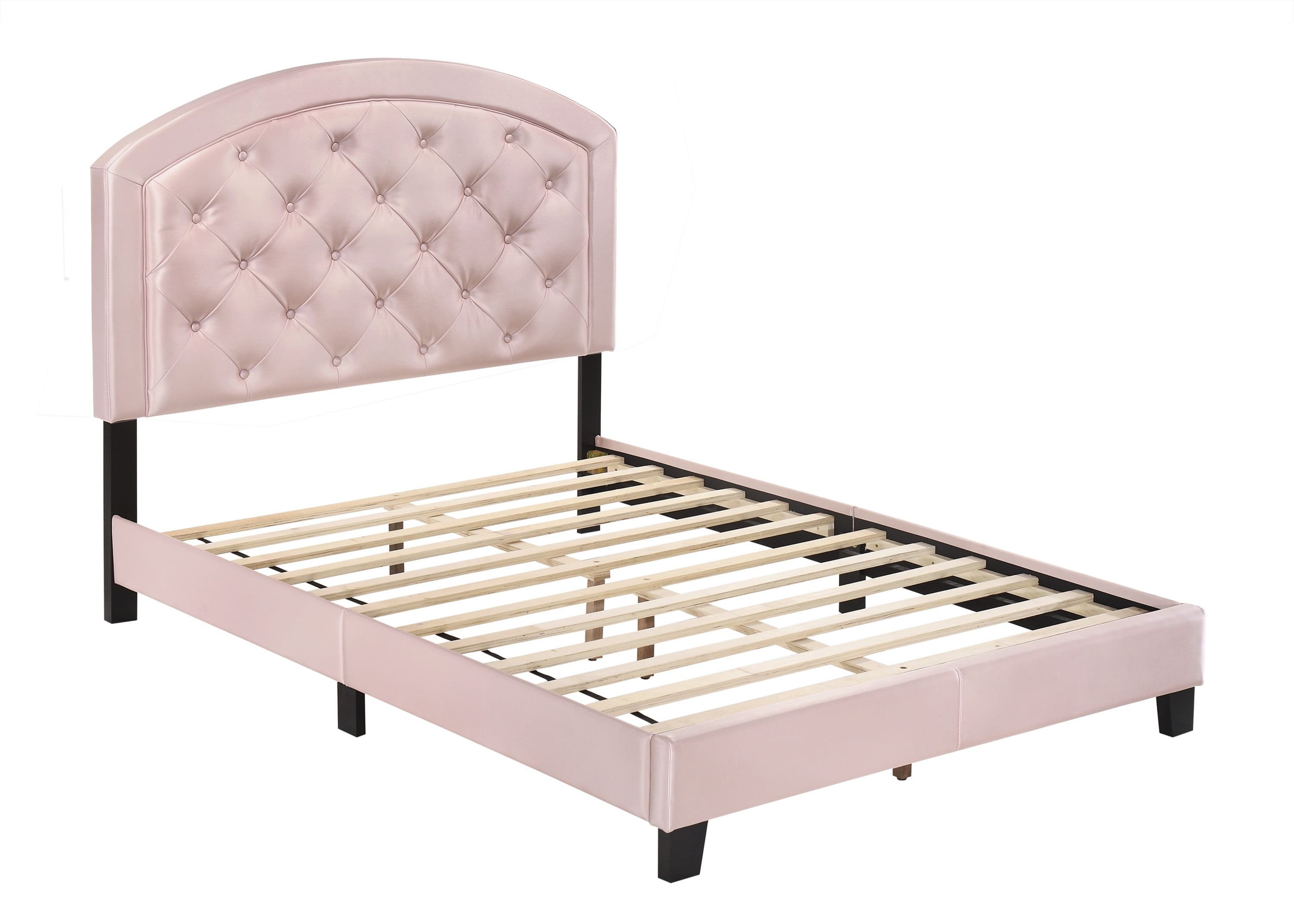 Crown Mark Pink Gaby Full Platform Bed, Pink Tufted Headboard Queen