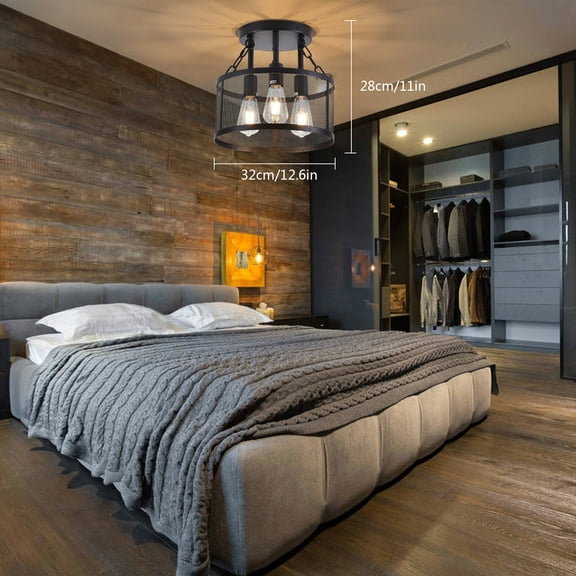 3 Light Farmhouse Loft Rustic Chandelier Pendant Ceiling Light Fixture Lamp 110-120V 60W 12.6*11in for Dining Rooms, Living Rooms, Kitchens