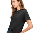 thumbnail image 5 of Womens Tops Dressy Casual Women's Knit Top Ribbed Slim Short Sleeved Shirt Round Neck Casual Summer Fashion Bottoming Shirt, 5 of 6