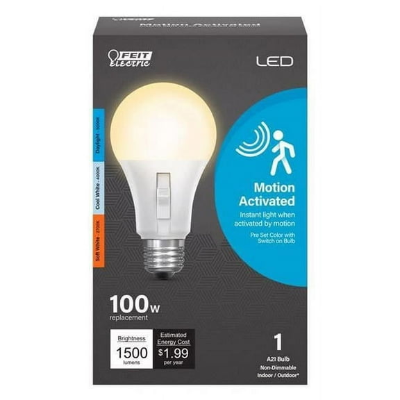 Feit A19 E26 (Medium) LED Motion Activated Bulb Tunable White/Color Changing 100 Watt Equivalence 1
