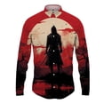 thumbnail image 2 of Camisa de solapa con estampado 3D de samurái japonés para hombre y mujer, camisas casuales de moda de manga larga, blusas con botones, ropa unisex de gran tamaño, 2 of 5