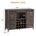 thumbnail image 3 of Wine Bar Cabinet with Sliding Barn Door 16 Bottle Wine Rack Grey, 3 of 5