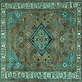 thumbnail image 1 of Ahgly Company Machine Washable Indoor Square Persian Turquoise Blue Traditional Area Rugs, 5' Square, 1 of 4