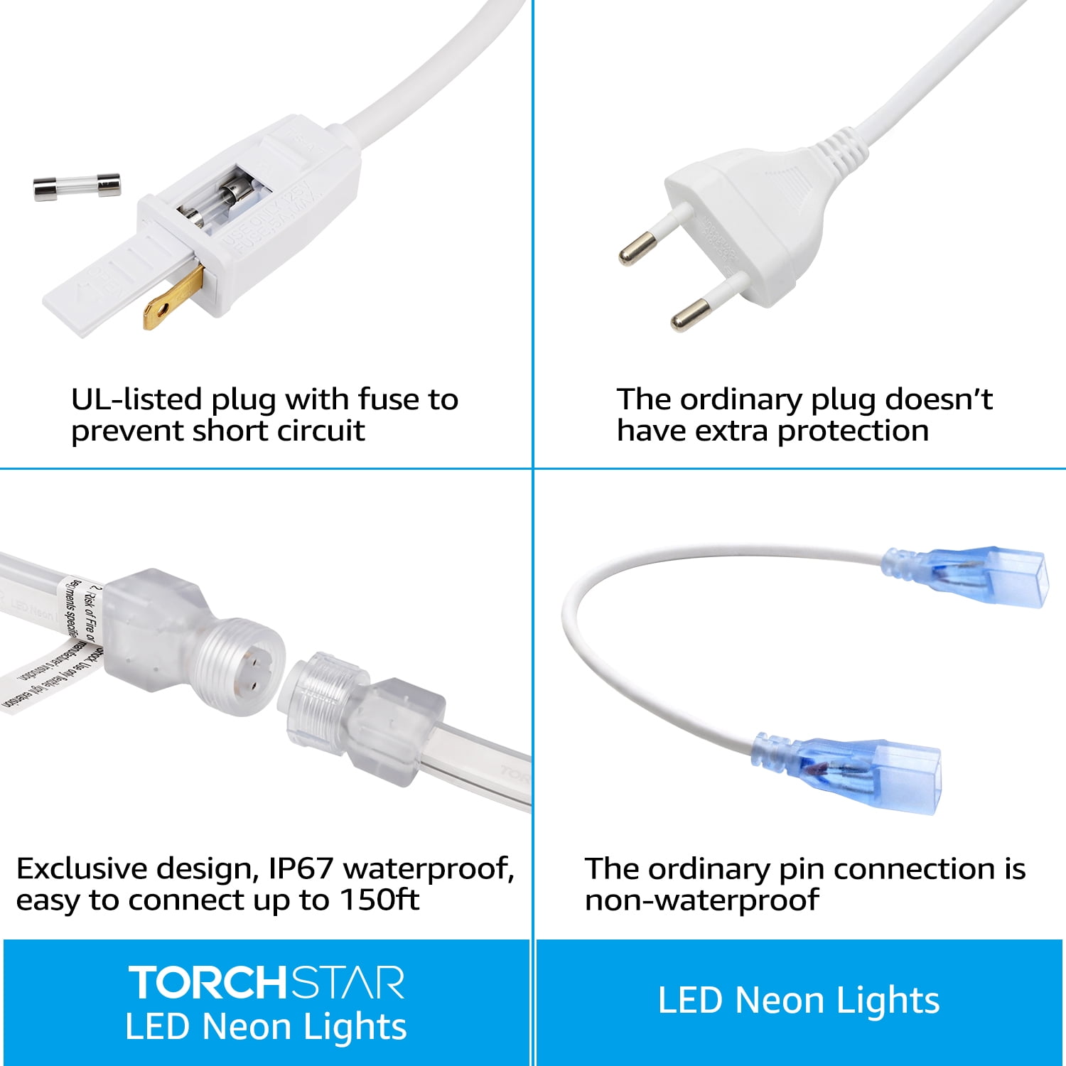 50ft Neon LED Rope Light, 120V Connectable(150ft Max) Lights, IP67 Waterproof Lighting, Flexible Lights for Patio, Lawn, Soffit, Ambient Decoration, Warm White