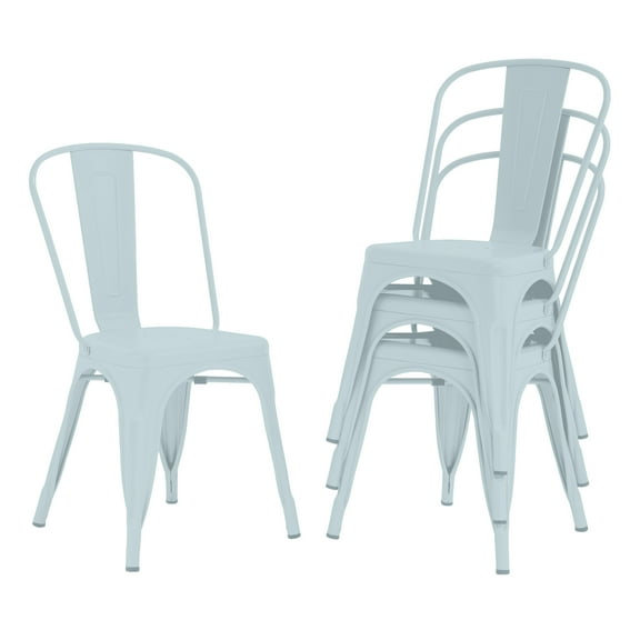 CL.HPAHKL Dining Chairs Set of 4, Metal Kitchen Chairs 330LBS Weight Capacity, Stackable Indoor Outdoor Chairs for Kitchen Dining Room Café Restaurant Bistro Patio Bar Chairs, Blue