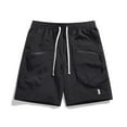 thumbnail image 4 of YLSDY Fashion Mens Casual Mid Waist Pant Short Cargo Pant Solid Splice Pocket Shorts Fashion Drawstring Solid Loose Pant Short Fitness Sports Shorts Black XXXL, 4 of 9