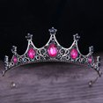 thumbnail image 2 of KMVEXO-corona y Tiara de cristal gótico para mujer, accesorios para el cabello de novia de boda, corona de diamantes de imitación, Diadema, barroco, Vintage, negro, 2 of 5