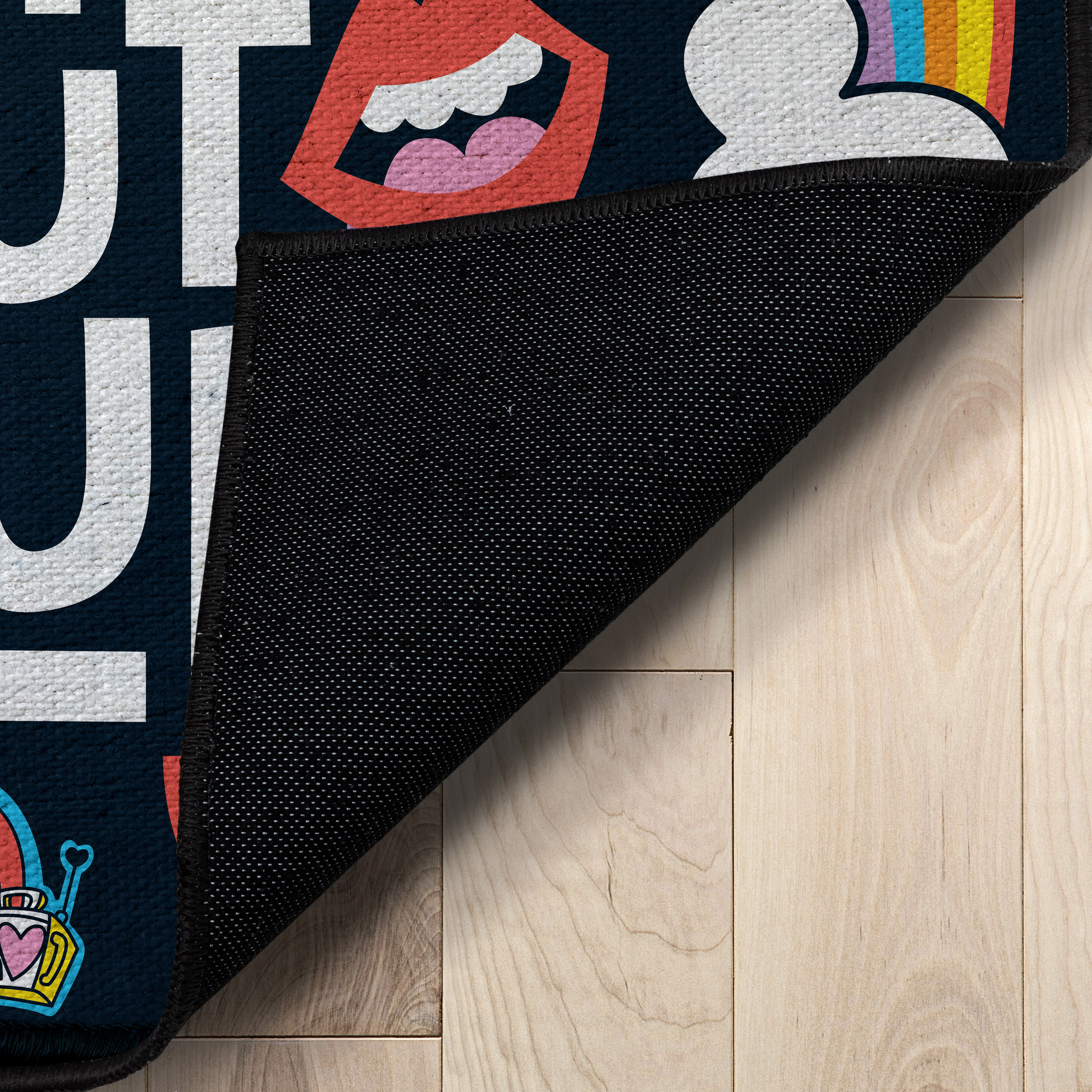 Well Woven Care Bears Care Out Loud Black 5' x 7' Area Rug Easy to Clean - Kid & Pet Friendly Rug Perfect for Playroom Living Room Bedroom