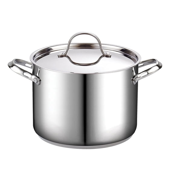 Cooks Standard Classic 8 Quart Stainless Steel Stock Pot with Lid, Large Cooking Pot for Pasta, Soup, Spaghetti, Stockpot with Even Heating, Oven & Dishwasher Safe, Induction Compatible Cookware