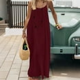 thumbnail image 4 of Kojanyu Women's Solid Sleeveless Round-Neck Backless Maxi Sleep Dress Casual Loose Home Lounge Wear, 4 of 9