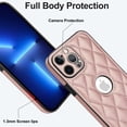 thumbnail image 7 of Compatible WIth iPhone 13 Pro Phone Case with Logo Window,Trendy Diamond-checkered Pattern PU Leather Soft TPU Ultra Slim Anti-fall Shockproof Protective Back Cover Phone Case,Rosegold, 7 of 7