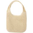 thumbnail image 1 of Bolso de mano beige de moda, multifuncional, informal, para playa, de gran capacidad, tejido artesanal, para guardar cosas, para damas y niñas., 1 of 6