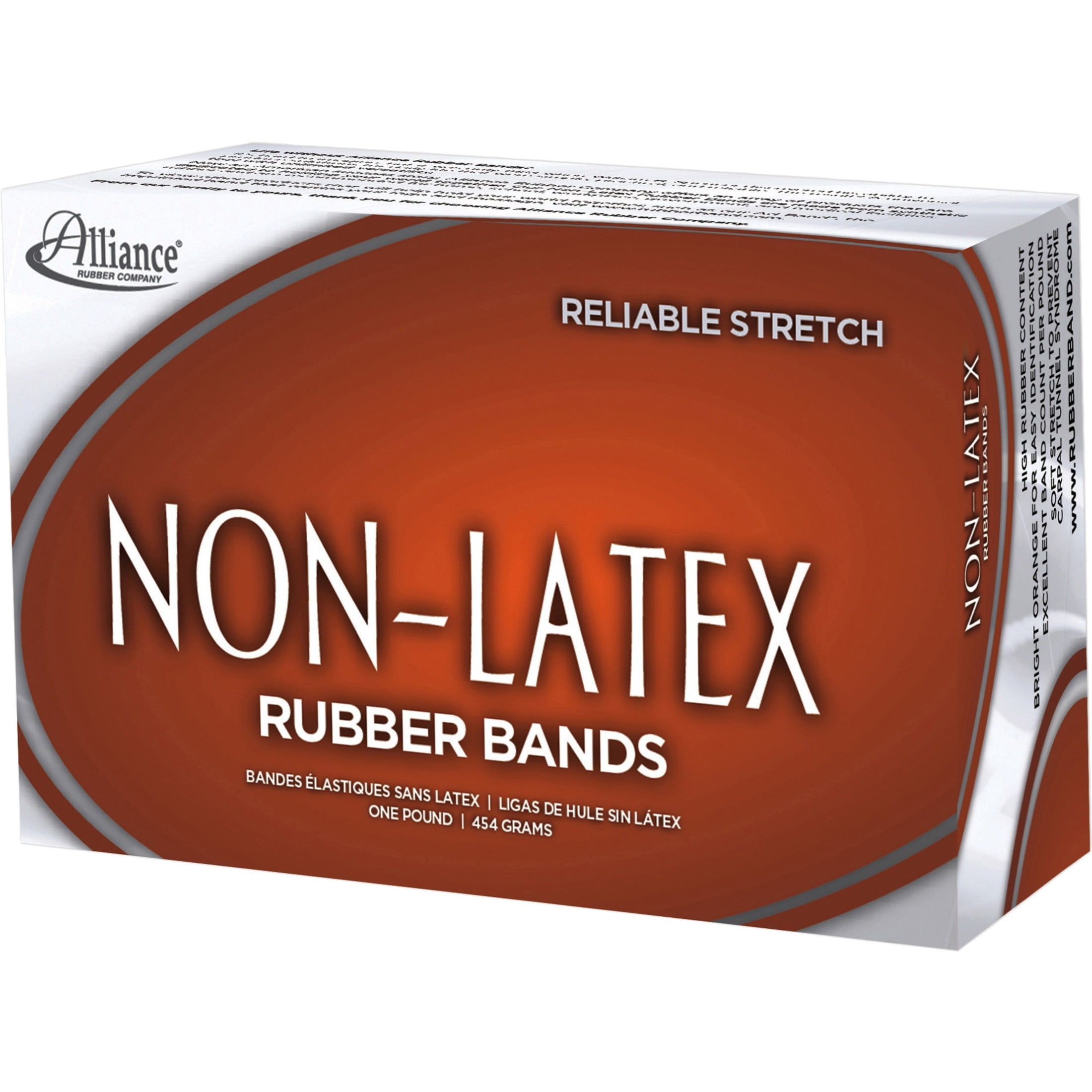 Alliance 37646 Latex-Free Orange Rubber Bands  Size 64  1/4 x 3-1/2  440 per 1-1/4lb Box