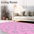 thumbnail image 2 of ODIKA 2'x3' Machine Washable Non-Slip Area Rug, Whimsical Snow Crystal Symphony Holiday Embellished Design High Traffic Rug with Pad, Pink, 622779, 2 of 8