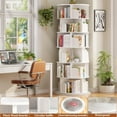 thumbnail image 4 of Aheaplus 6 Tier Rotating Bookshelf, Wood Spinning Bookshelf Tower, Round Revolving 360 Bookcase, Narrow Turning Book Shelf Rolling Corner Organizer for Small Space, Bedroom, Office, White, 4 of 14