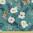 thumbnail image 2 of Ambesonne Floral Fabric by the Yard Upholstery, Floral and Butterflies Art, 1 Yard, Multicolor, 2 of 5