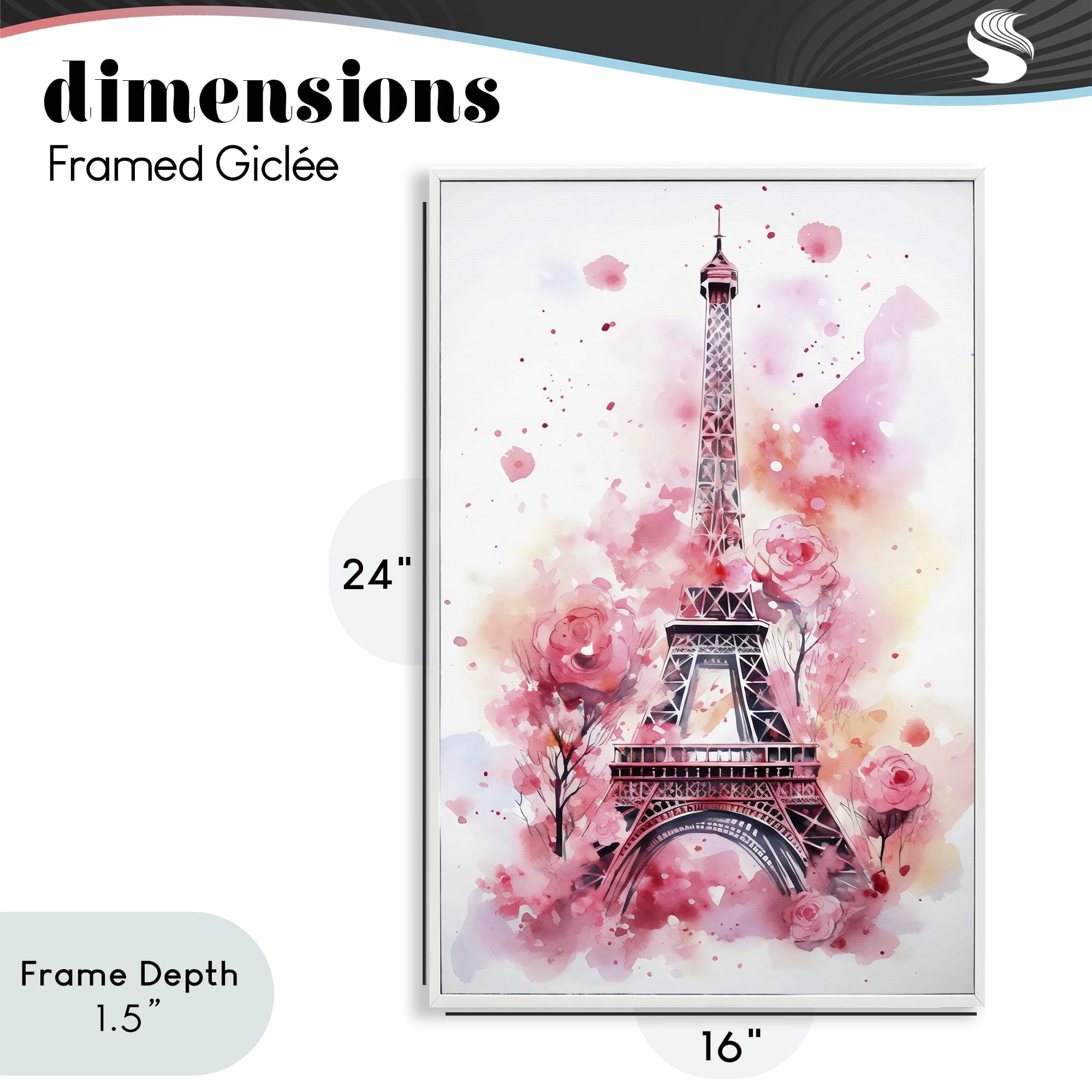 Stupell Industries Eiffel Tower In Roses White Framed Giclee Art, design by Creative Studio