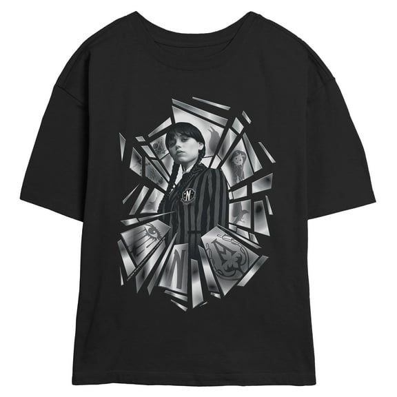 Juniors Wednesday Broken Glass Icon T Shirt