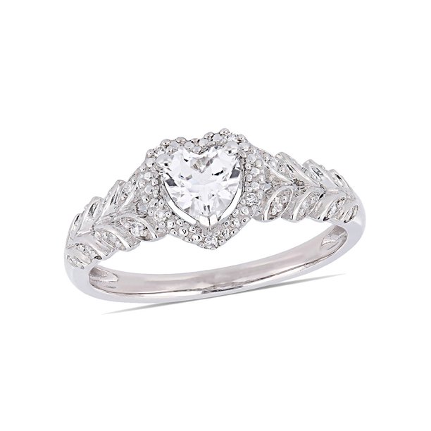 Gem And Harmony 1/2 Carat (Ctw) Lab Created White Sapphire Heart