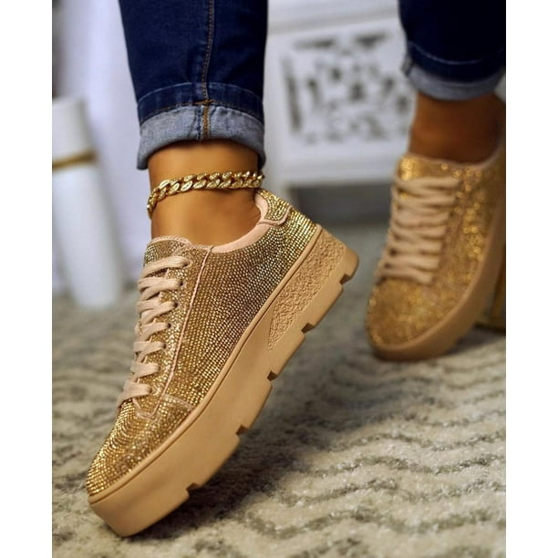 sparkly crystal platform sneakers