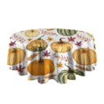 thumbnail image 5 of Fall Pumpkins Leaves Pattern Round Tablecloth 60" X 60",Wrinkle Wipeable Table Cloth for Kitchen Dining Room Picnic Patio Party, 5 of 6