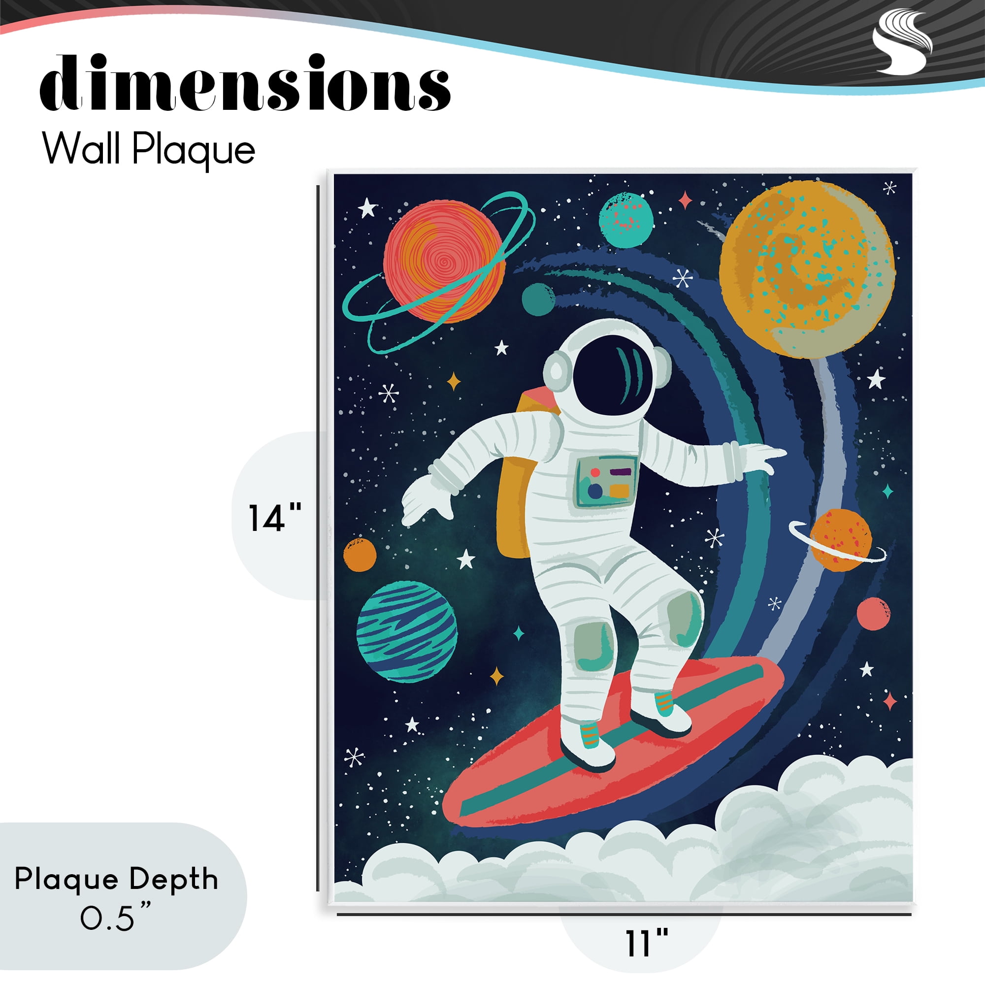 Stupell Industries Surfing Astronaut Beyond Space Wall Plaque Art, design by Lisa Perry Whitebutton