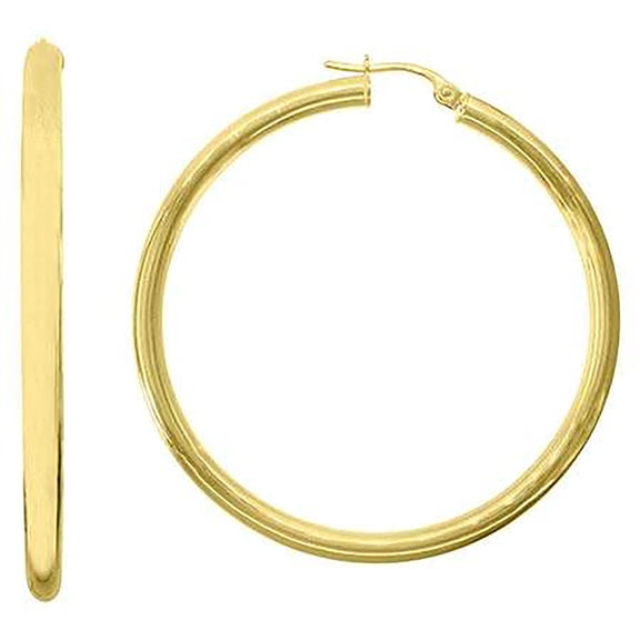 10kt Yellow Gold Womens Ultra Light Round Tube Polished Finish 3mm X 40mm Hoop Earrings