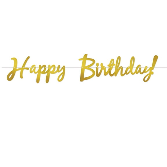 12 Counts Gold Foil Happy Birthday Streamer 5'
