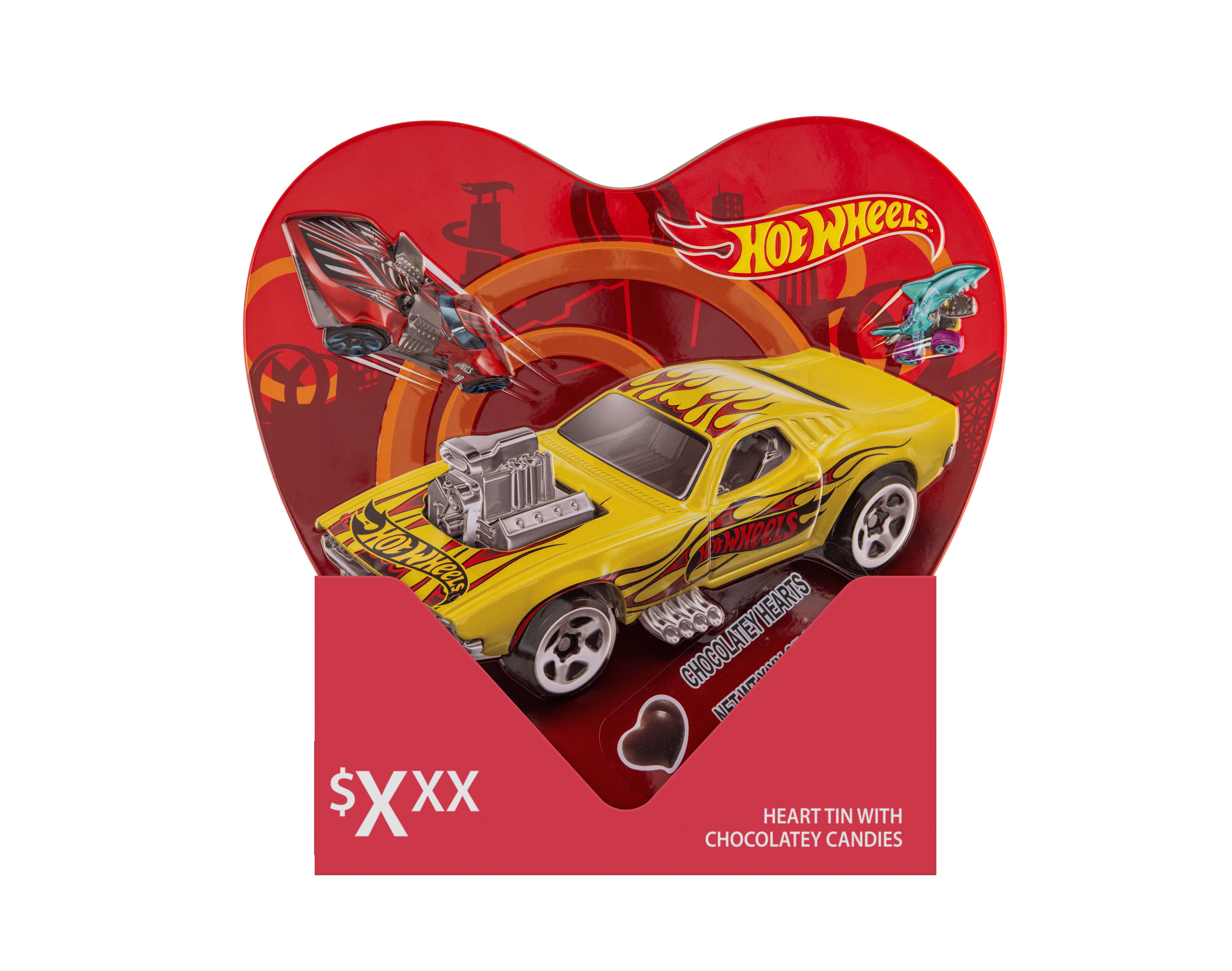 Hot Wheels Heart Tin with 10 pieces of Chocolate