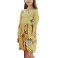 thumbnail image 4 of Uccdo Little Girls Casual Dresses with Pockets, Big Girls Long Sleeve Floral Tunic Dress, Teenager Girls Round Neck Loose Beach Sundress, Flower Girl Swing Midi T-Shirt Dress, Size 4-13 Years, 4 of 6