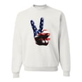 thumbnail image 2 of Wild Bobby, American Flag Peace Sign Hand Pop Culture Unisex Crewneck Graphic Sweatshirt, White, Medium, 2 of 3
