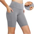 thumbnail image 2 of RYRJJ Biker Shorts Women with Pockets High Waisted Workout Tummy Control Gym Running Yoga Shorts(Gray,XXL), 2 of 9