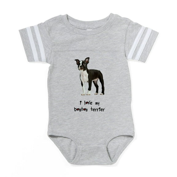 CafePress - I Love My Boston Terrier - Cute Infant Baby Football Bodysuit
