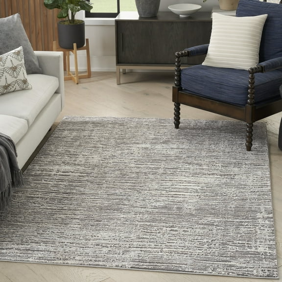 Nourison Eco-Friendly Modern Ivory Grey 5'3" x 7'3" Area Rug (5x7)