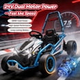 thumbnail image 4 of Track Seven 24V Electric Go Kart for Kids, Drift Crazy Cart with 400W Motors, Max 7 Mph, Protective Roll Cage, Metal Frame, 5-Point Harness, Bluetooth, 24V Ride on Toy Car Kart for Kids Aged 6+, Blue, 4 of 8