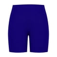 thumbnail image 5 of Women's Elastic Waist Ribbed Yoga Workout Shorts Athletic Leggings Slim Fit Breathable Shorts Blue 4XL, 5 of 6