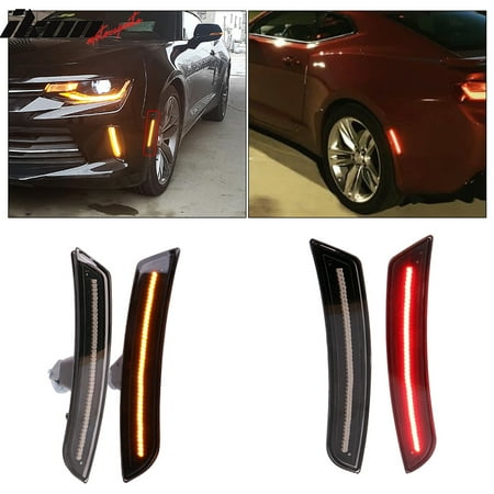 Rear Side Marker Lamp - Fits 16-18 Chevy Camaro Front Rear Side Marker Lights Yellow Red Corner Lamps