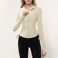 thumbnail image 3 of Ropa de yoga de otoño e invierno, corte ajustado, de moda, adelgazante, manga larga, cuello alto, para correr, con cremallera, top de fitness, abrigo deportivo para mujer, 3 of 5