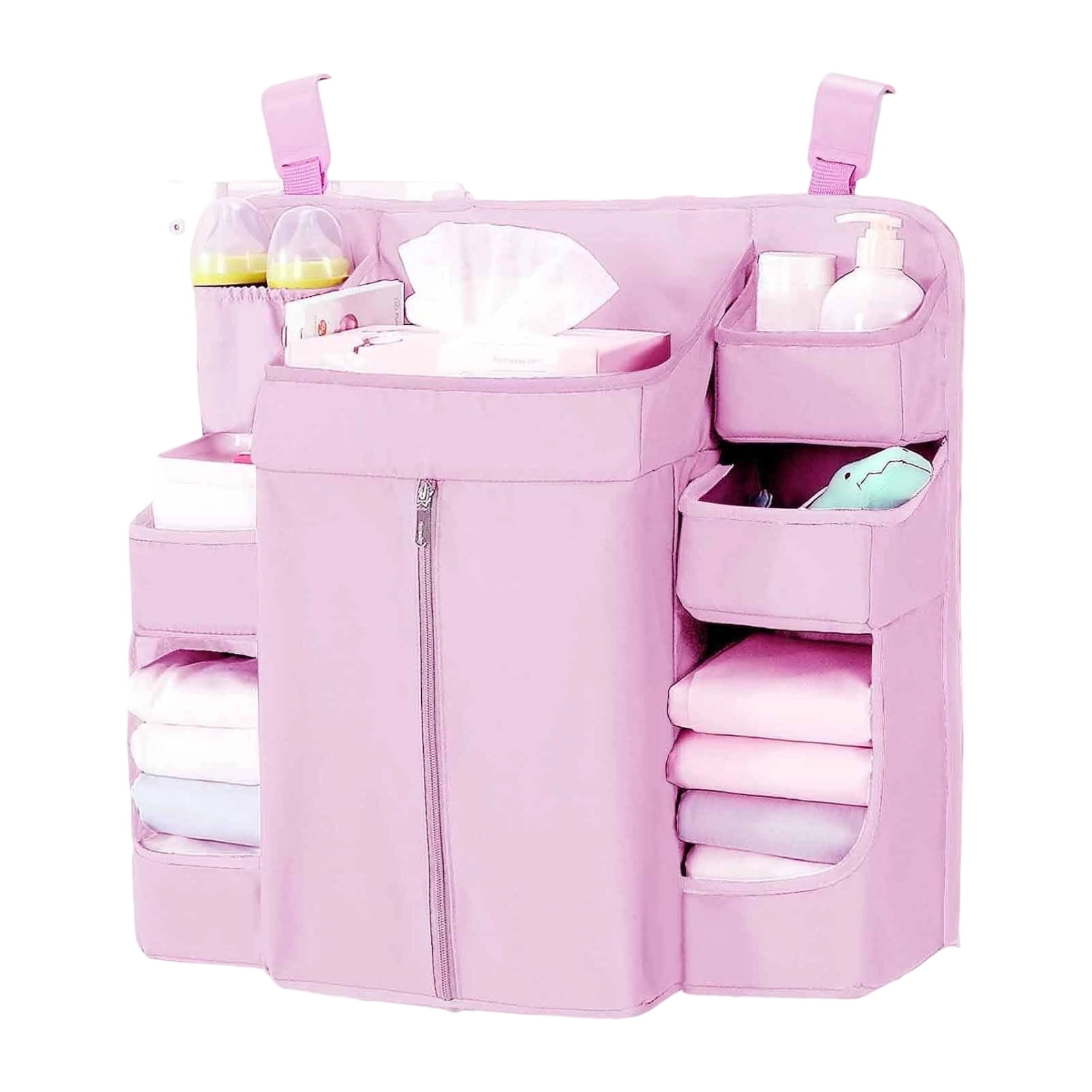 Multiple Pocket Hanging Storage Organizers For Baby Bed Nursery Organization With Adjustable Straps And Sustainable Fabric