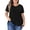 Black, variant on WellSize Plus Size Blouses for Women Button Tunic Tops V Neck Short Sleeve Summer Shirts